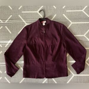 JM Collection Purple Zip Up Jacket Size 12